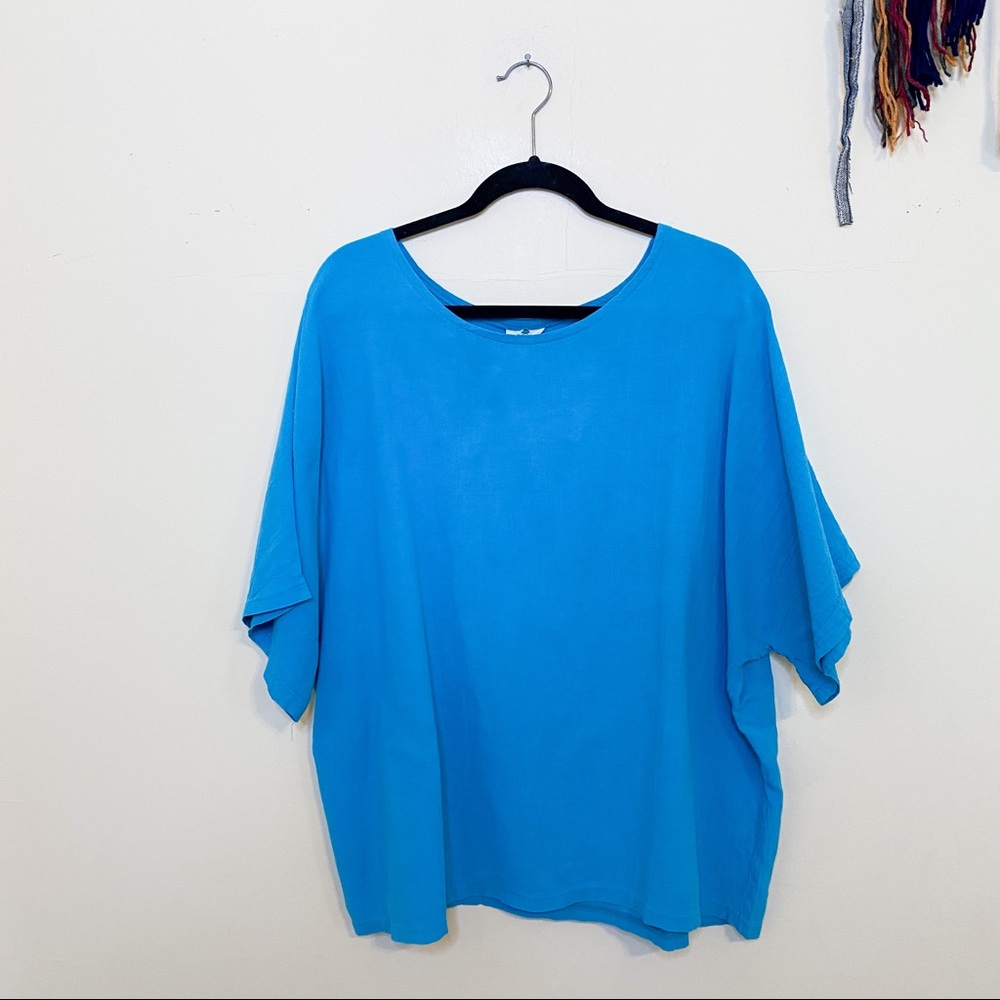 Deva • ocean blue vintage boxy crepe top - Picture 2 of 9